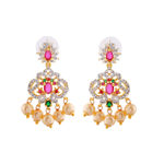 Buy Estele Gold Plated CZ Peacock Inspired Long Necklace Set With Pearls for Women - Purplle