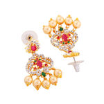 Buy Estele Gold Plated CZ Peacock Inspired Long Necklace Set With Pearls for Women - Purplle