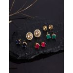 Buy Zeneme Gold-Plated Floral Oval Shaped Swarovski With Interchangeable Crystal Stud Fashion Jewellery. - Purplle