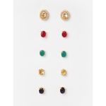 Buy Zeneme Gold-Plated Floral Oval Shaped Swarovski With Interchangeable Crystal Stud Fashion Jewellery. - Purplle
