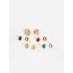 Buy Zeneme Gold-Plated Floral Oval Shaped Swarovski With Interchangeable Crystal Stud Fashion Jewellery. - Purplle