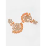 Buy Zeneme Gold-Plated Kundan & Orange Pearl Studded Handcrafted Maang Tika and Matching Earring Jewellery - Purplle