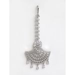Buy Zeneme Silver Plated White Round AD-Studded Maang Tikka And Earrings Set - Purplle