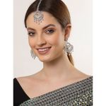 Buy Zeneme Silver Plated White Heart Shaped AD-Studded Maang Tikka And Earrings Set - Purplle