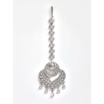 Buy Zeneme Silver Plated White Heart Shaped AD-Studded Maang Tikka And Earrings Set - Purplle