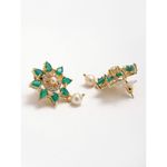 Buy Zeneme Gold-Plated Green AD Stone Studded & Beaded Floral Jewellery Set - Purplle