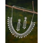 Buy Zeneme Silver Plated White AD-Studded Contemporary Jewellery Set - Purplle