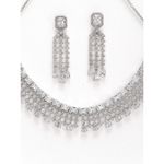 Buy Zeneme Silver Plated White AD-Studded Contemporary Jewellery Set - Purplle