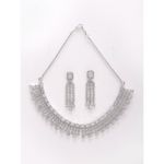 Buy Zeneme Silver Plated White AD-Studded Contemporary Jewellery Set - Purplle