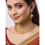 Buy Zeneme Gold-Toned Kundan Choker Necklace Set With Earrings - Purplle