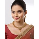 Buy Zeneme Gold-Plated Intricate Design Temple Necklace - Purplle