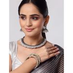 Buy Zeneme Oxidised Silver-Plated Beaded Jewellery Set with Bangles - Purplle