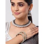 Buy Zeneme Oxidised Silver-Plated Beaded Jewellery Set with Bangles - Purplle