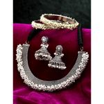 Buy Zeneme Oxidised Silver-Plated Beaded Jewellery Set with Bangles - Purplle