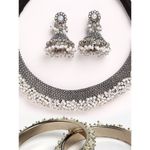 Buy Zeneme Oxidised Silver-Plated Beaded Jewellery Set with Bangles - Purplle