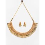 Buy Zeneme Gold-Plated White Pearl Studded South Indian Style Necklace & Earring Temple Jewellery Set - Purplle