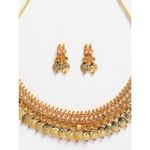 Buy Zeneme Gold-Plated White Pearl Studded South Indian Style Necklace & Earring Temple Jewellery Set - Purplle
