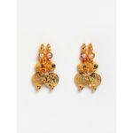 Buy Zeneme Gold-Plated White Pearl Studded South Indian Style Necklace & Earring Temple Jewellery Set - Purplle