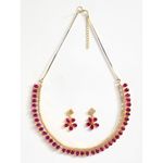 Buy Zeneme Gold-Plated Pink American Diamond Studded Handcrafted Jewellery Set - Purplle