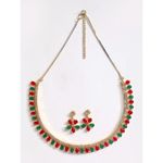 Buy Zeneme Gold-Plated Red and Green American Diamond Studded Handcrafted Jewellery Set - Purplle