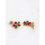 Buy Zeneme Gold-Plated Red and Green American Diamond Studded Handcrafted Jewellery Set - Purplle