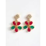 Buy Zeneme Gold-Plated Red and Green American Diamond Studded Handcrafted Jewellery Set - Purplle