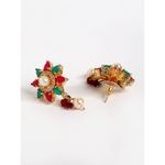 Buy Zeneme Gold-plated Red Green AD Studded Floral Pendant Multistrand Dark Red Green Beads Choker Necklace - Purplle