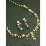 Buy Zeneme Gold-Plated Gold Tone White AD-Studded Leaf & Flower Shaped Handcrafted Jewellery Set - Purplle