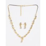 Buy Zeneme Gold-Plated Gold Tone White AD-Studded Leaf & Flower Shaped Handcrafted Jewellery Set - Purplle