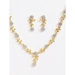 Buy Zeneme Gold-Plated Gold Tone White AD-Studded Leaf & Flower Shaped Handcrafted Jewellery Set - Purplle