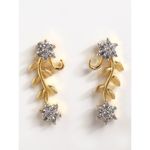 Buy Zeneme Gold-Plated Gold Tone White AD-Studded Leaf & Flower Shaped Handcrafted Jewellery Set - Purplle