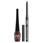 Buy AYA Waterproof Liquid Eyeliner, Brown + Jet black Waterproof Kohl Kajal - Purplle