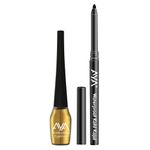 Buy AYA Waterproof Liquid Eyeliner, Golden + Jet black Waterproof Kohl Kajal Combo of 2 - Purplle