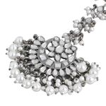 Buy Accessher Silver-Plated Oxidised White Embellished With Mirror Kundan and Pearls Maang Tikka For Women - Purplle