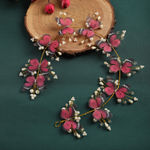 Buy Accessher Women Gold Plated Beaded Tiara Comb Indo Western White Floral Hair Accessories with pearls for women and girls - Purplle