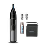 Buy Philips Nose Trimmer Nt3650/16, Cordless Nose, Ear & Eyebrow Trimmer with Protective Guard System, Fully Washable, Including AA Battery, 2 Eyebrow Combs, Pouch (Gray) - Purplle