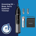 Buy Philips Nose Trimmer Nt3650/16, Cordless Nose, Ear & Eyebrow Trimmer with Protective Guard System, Fully Washable, Including AA Battery, 2 Eyebrow Combs, Pouch (Gray) - Purplle