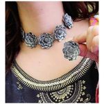 Buy Pujvi Fashions Antique Oxidised flower Necklace set for girls and womens - Purplle