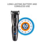Buy Syska HT3333K Corded & Cordless Stainless Steel Blade Grooming Trimmer with 60 Minutes Working Time; 10 Length Settings (Black) - Purplle