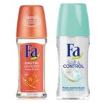 Buy FA Pack of 2 Anti-Perspirant Skin Friendly Roll On, 50 ml each(Exotic Garden & Soft and Control) - Purplle