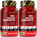 Buy MuscleXP Iron + Folic Acid Blood Booster Daily Vital, Chelated Iron With Folic Acid & Vitamin C, B12 & Natural Spinach Powder, 60 Veg Capsules x Pack Of 2 - Purplle