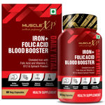 Buy MuscleXP Iron + Folic Acid Blood Booster Daily Vital, Chelated Iron With Folic Acid & Vitamin C, B12 & Natural Spinach Powder, 60 Veg Capsules x Pack Of 2 - Purplle