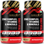 Buy MuscleXP Zinc Complex Vitamins & Minerals Daily Vital, 100% RDA, MultiVitamins, Multiminerals & Grape Seed Extract, 60 Tablets x Pack Of 2 - Purplle
