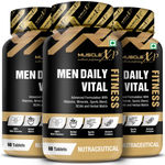 Buy MuscleXP Men Daily Vital Fitness, Advanced Formulation With Vitamins, Minerals, Sports Blend, BCAA & Herbal Matrix, 60 Tablets x Pack Of 3 - Purplle