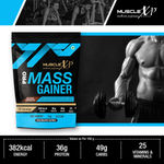 Buy MuscleXP Pro Mass Gainer for Musce Mass Gain With Whey Protein, Whey Isolate, 25 Vitamins and Minerals, Digestive Enzymes, Belgium Chocolate, 1kg Pouch (2.2 lb) x Pack Of 2 - Purplle