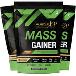 Buy MuscleXP Mass Gainer With 25 Vitamins and Minerals, Lean Whey Protein Muscle Mass Gainer, Digestive Enzymes, Chocolate Fudge, 1kg Pouch (2.2 lb) x Pack Of 3 - Purplle