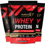 Buy MuscleXP 100% Whey Protein with Whey Protein Isolate Blend (75g Protein) and Digestive Enzymes, Fruit Berry Flavour, 1Kg Pouch (2.2 lb) x Pack Of 3 - Purplle