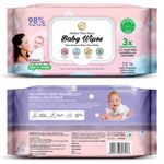 Buy Mom & World Natural 98% Pure Water Baby Wipes, Plant Based , 3X Soothing With Aloe Vera, Calendula & Cucumber, pH Balanced, Extra Thick | Extra Moist, 72 N Wipes x Pack of 12 - Purplle