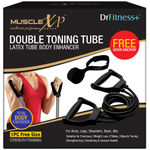 Buy MuscleXP DrFitness+ Double Toning Tube Latex Tube Body Enhancer For Women & Men with Door Anchor, Workout, Home Gym and Toning, For Arms, Legs, Shoulders (Black) - Purplle