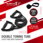 Buy MuscleXP DrFitness+ Double Toning Tube Latex Tube Body Enhancer For Women & Men with Door Anchor, Workout, Home Gym and Toning, For Arms, Legs, Shoulders (Black) - Purplle